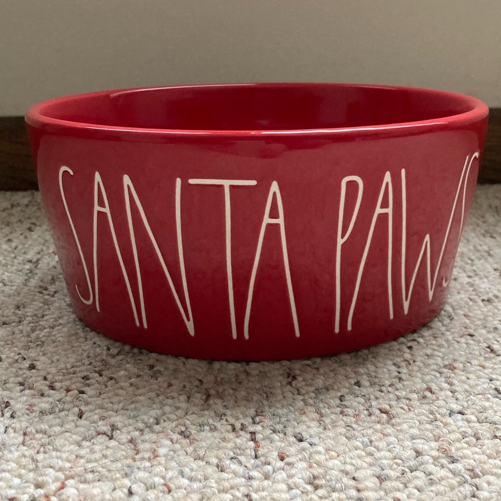 Rae Dunn Santa Paws Christmas Dog Bowl 🐾 🎄